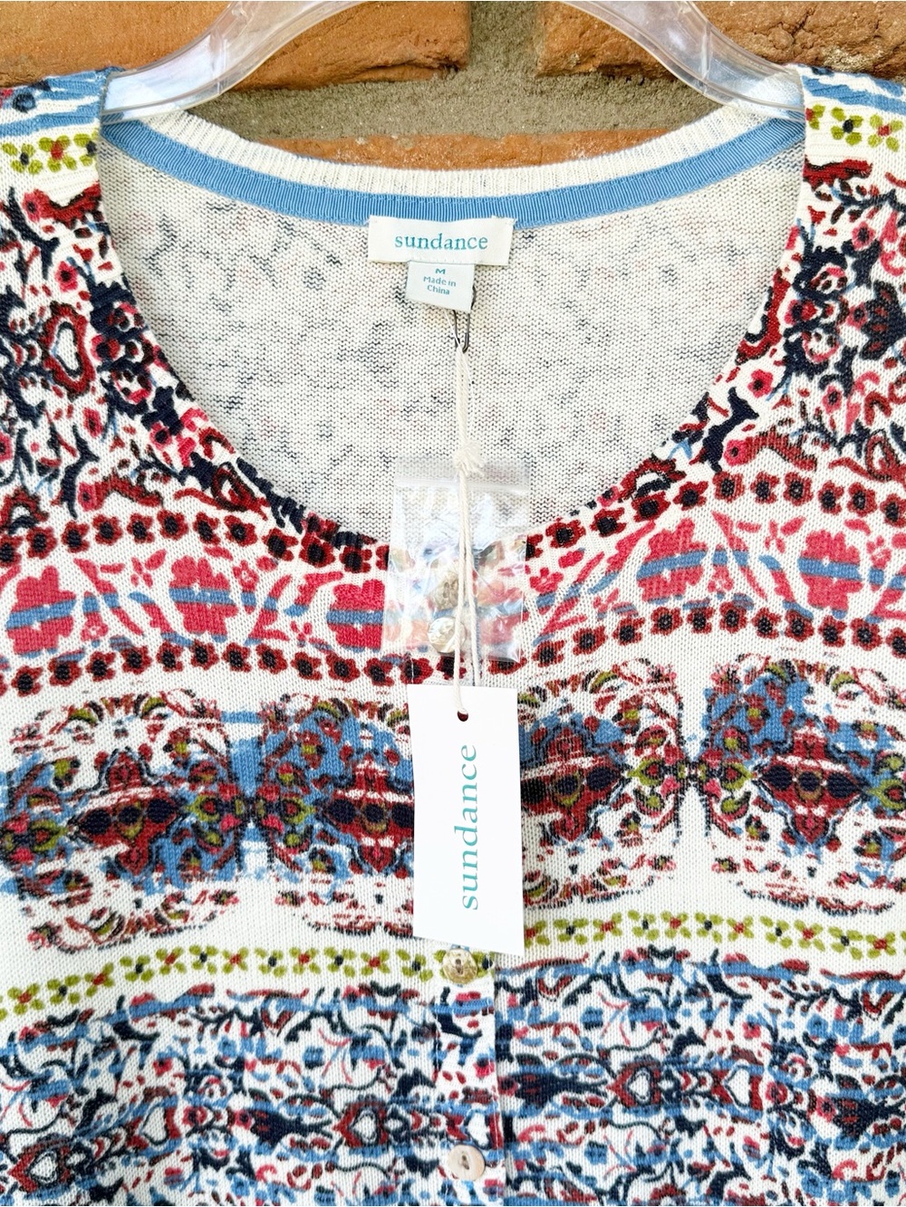 SUNDANCE Multi Floral Print Button Down Lightweight Cardigan Sweater Medium - Picture 4 of 8